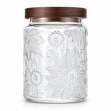 23.7 fl oz Vintage Glass Jar with Wooden Lid, Airtight Decorative Food Storage Canisters for Kitchen Counter & Pantry, Ideal for Candy, Sugar, Coffee,salt, Tea, Cereal, Flour, Oats