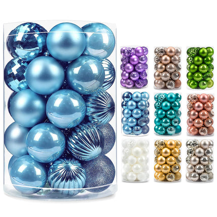 2.36''/60mm 34ct Christmas Ball Large Ornaments Party Decorations Shatterproof Festival Pendant Hangings for Xmas Tree Decor (60mm, Dark Blue)