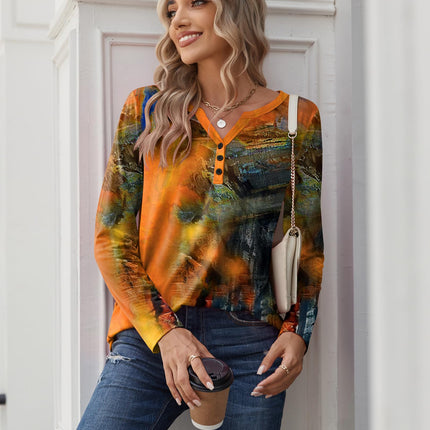 Long Sleeve Shirts for Women Casual V Neck Fall Tops Summer Blouses