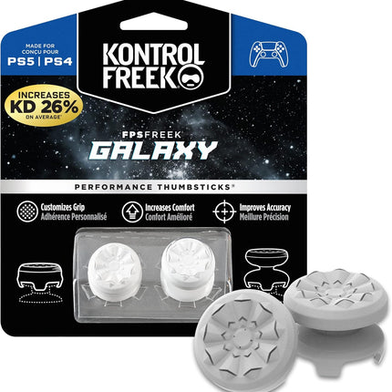 KontrolFreek FPS Freek Galaxy White for PlayStation 4 (PS4) and PlayStation 5 (PS5) | Performance Thumbsticks | 1 High-Rise, 1 Mid-Rise | White