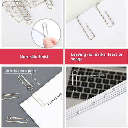 PAPERPAL Paperclips for Office School & Personal Use, #1 Nonskid Paper Clip (1-2/7"), 600 Medium Paper Clips (6 Boxes of 100 Each), Silver