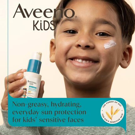 Aveeno Kids Daily Moisture Face Lotion & Mineral Sunscreen with SPF 30, Oat Enriched Face Moisturizer for Kids & Broad-Spectrum Sun Protection for Sensitive Skin, Hypoallergenic, 1.5 fl. oz