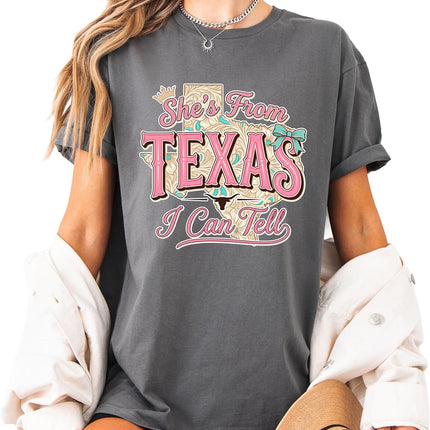 She's from Texas I Can Tell Graphic Tee, Western Cowgirl Style T-Shirt