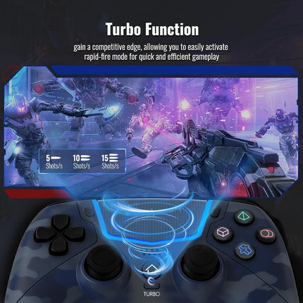 Wireless Controller for PS5, Compatible With PS5/Pro/Slim/PC, Bluetooth Gaming Controller with Hall Joysticks/LED Channel Light/Turbo/6-Axis Gyro/Dual Motor/Touchpad/3.5mm Audio Jack/Speaker, Compatible With Original Charging Dock-Blue