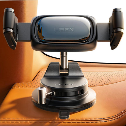 LISEN Suction Phone Mount, [Industry First] Auto-Adjusting Phone Holder Suction, Easy One Touch Suction Cup Phone Mount Cell Phone Mount Car Dash for iPhone 17 Pro Max 16 15 14 Galaxy S26 25 All Cases