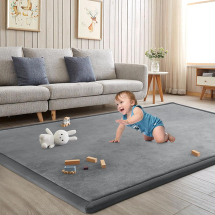 Baby Play Mat for Floor Nursery Rug Muscle Mat Area Rug Playroom Rug 50"x50" Playpen Mat Memory Foam 1.3" Thick Crawling Mat for Babies,Toddlers, Infants, Kids,Grey