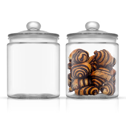 Elegant Cookie Jar. 2 Large Glass Jar With Lid. Jars for Kitchen Counter with Lids, Candy Jar, Decorative Apothecary Canisters, Half Gallon Lid Airtight