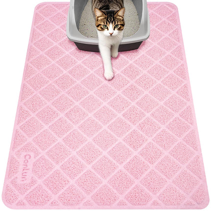 Cat Litter Mat Litter Trapping Mat, Premium Durable PVC Grid Mesh with Scatter Control, Non-slip, Less Waste Cat Litter Box Mat, Soft on Kitty’s Paws, Urine Waterproof, 24" x 17" Grey