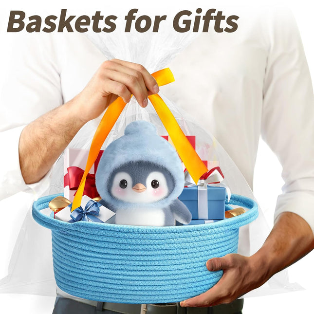 Small Woven Basket with Gift Bags and Ribbons Durable Baskets for Gifts Empty Small Rope Basket for - photo 2