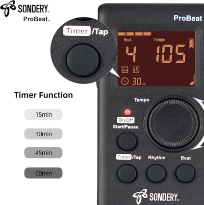 Digital Metronome Rechargeable English Vocal Counting with Timer Function for Piano Guitar Drum and All - photo 5