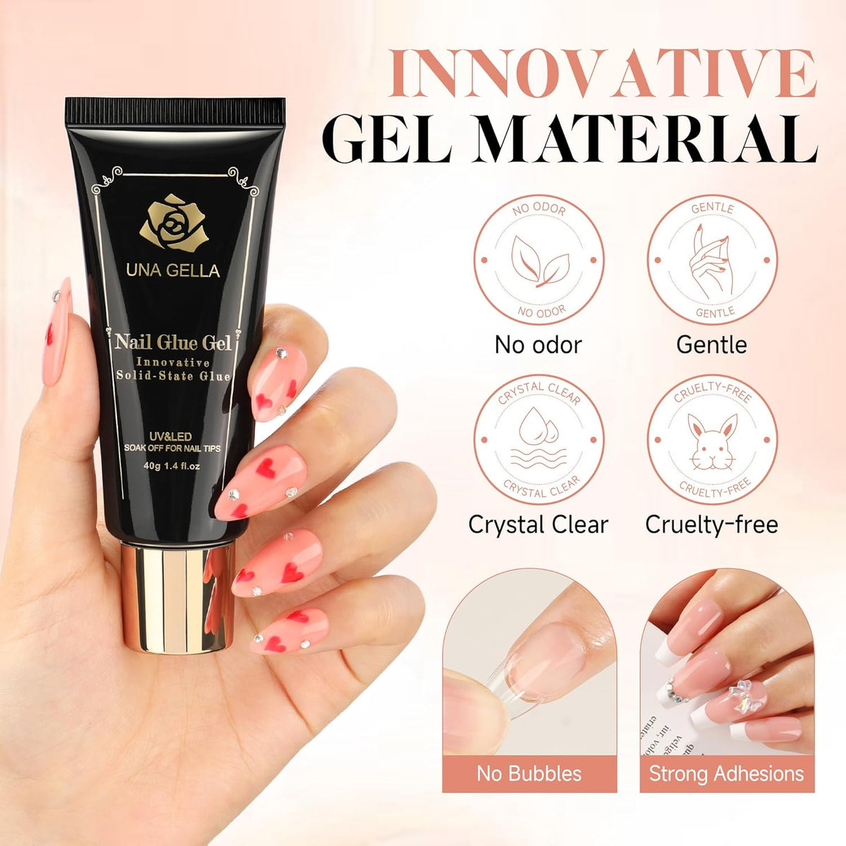 Gel Nail Glue, Solid Nails Gl ue Gel 40g Lamp Curing Needed Soak Off G LUE Strong Nail G LUE G el for - photo 3