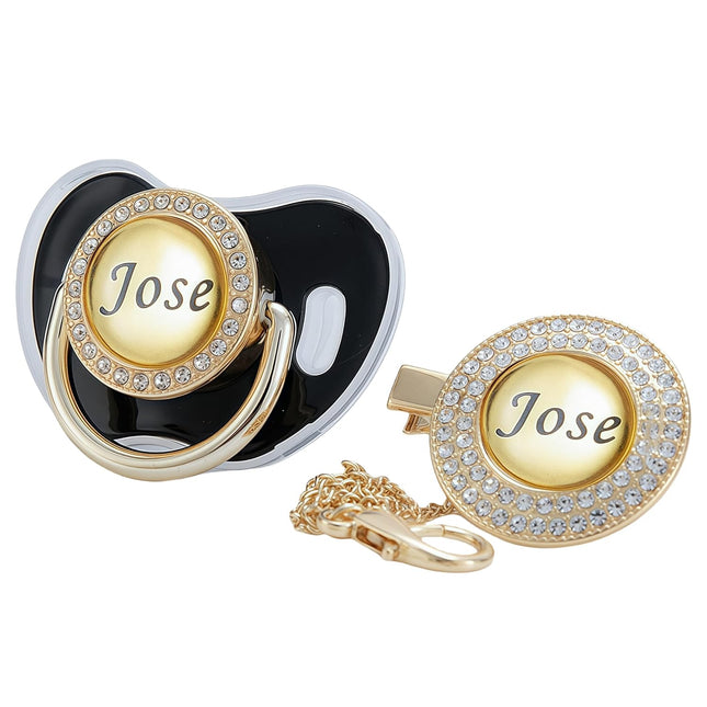 Personalized Name Bling Pacifier & Clip Set