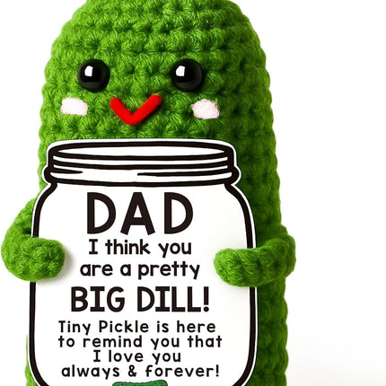MAMAGIFTREE Dad Gifts from Daughter or Son,Handmade Crochet Pickle Dad Birthday Gifts -I Love Best Daddy Ever Gift Thank You Daddy Funny Emotional Care Desk Decor