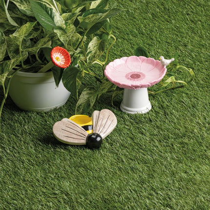 Mud Pie Ceramic Pink Flower Small Bird Bath