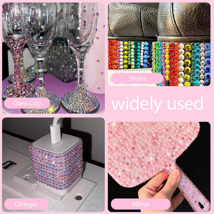 32000Pcs Resin Flatback Rhinestones for Bedazzling Kit with 4 Pcs B7000 Glue 3mm Multicolor Bedazzler Kit with Rhinestones and Tools DIY Bedazzling Gems for Crafting Clothing Shoes Cups