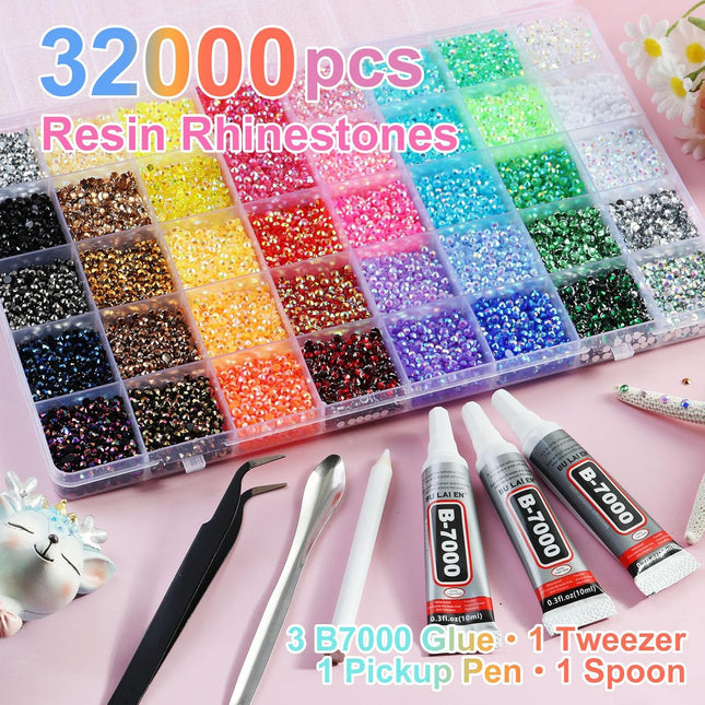 Bedazzling Kit with Resin Rhinestones, 32,000 pcs 40 Colors 3 mm Flatback Jelly Gems Bedazzler Set & - photo 2