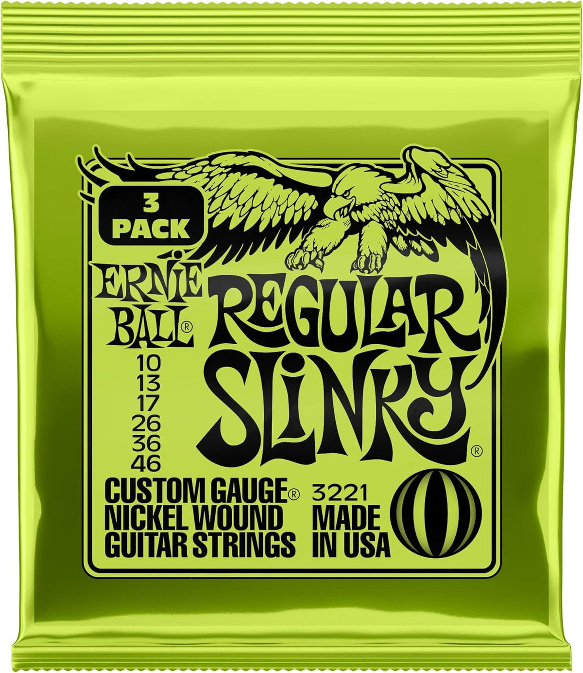 10-46 Nickel Wound Electric Guitar Strings 3-Pack