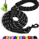 Correa de cuerda para perros medianos y grandes, 6 FT con mango acolchado, negro