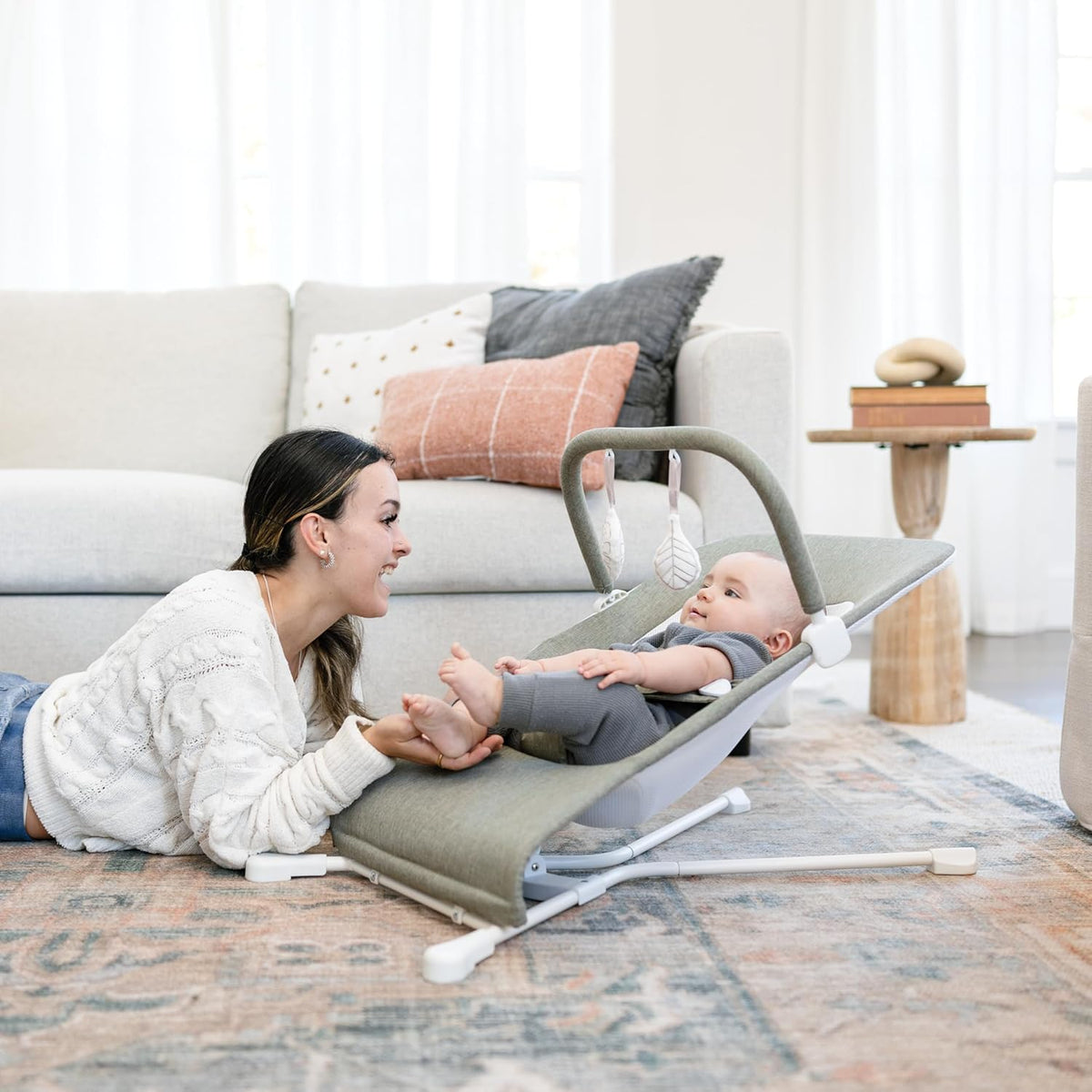 Baby Bouncer | Infant 0-6 Months | 3-Position Recline | Sage Tweed - photo 4