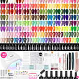 148Pcs Gel Nail Polish Kit with U V Light Almond Nail Tips Nail Drill -60 All Seasons Colors Gel Polish Set with 6Pcs Base Top Coat Gel Nail Kit for Beginners with Everything Gifts for Women