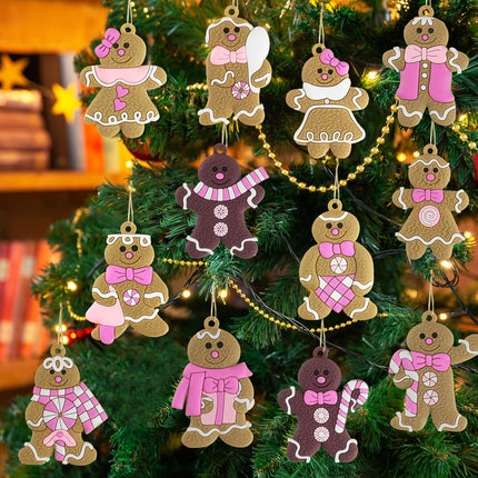 16pcs Gingerbread Man Ornaments for Christmas Tree Decorations