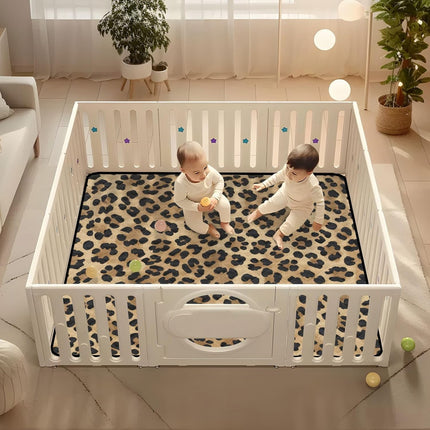 Classic Leopard Print Baby Play Mat for Floor 50" X 50" Foldable Waterproof Non-Slip Playmat for Baby Playpen Quilted Crawling Mats Game Rug