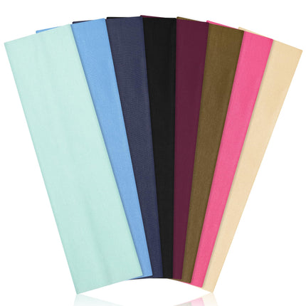 Diademas para mujer, 8pcs bandas de tela de algodón suave elásticas antideslizantes para deporte, entrenamiento, yoga y running