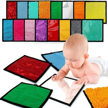 16Pcs Multi Texture Sensory Play Mat for Soft Machine Washable Activity Pad Early Development Haptic Exploration Portable Development Pad