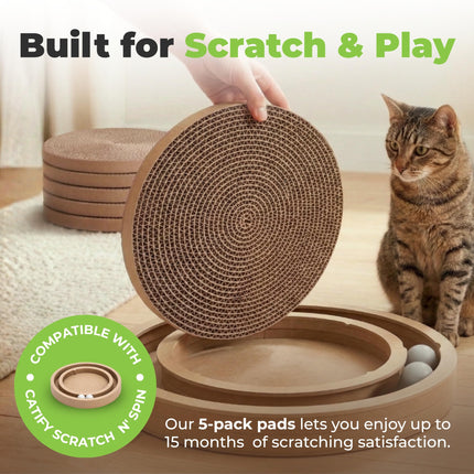 Spin n' Scratch Cat Scratch Pad Refill - Round, 5-Pack
