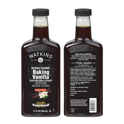 Watkins All Natural Original Gourmet Baking Vanilla, with Pure Vanilla Extract, 11 Fl Oz (Pack of 1) - Packaging May Vary