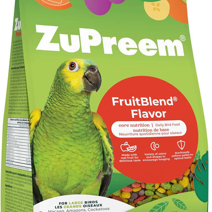 ZuPreem FruitBlend Bird Pellets, Daily Bird Food for Amazon, Cockatoo, Macaw, Core Nutrition for Large Birds, Made in USA, Pellets for Large Birds, Macaw Food (L, 3.5 lbs)