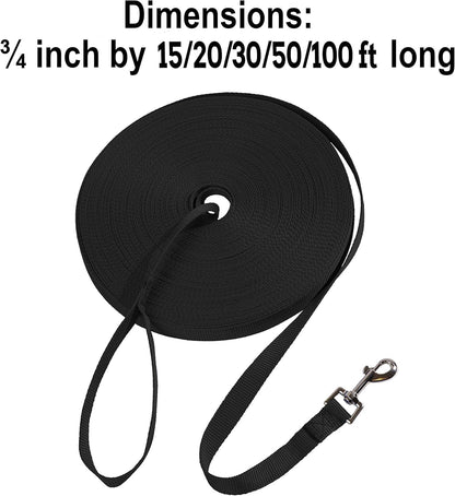 Black 20 ft Dog and Puppy Recall Training Leash - photo 4