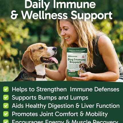 K9 Immune, All-Natural Mushroom Powder for Dogs for Immunity, Digestion, Joints, & Energy, Antioxidant-Rich & USA-Made, Dog Immune Support with Turkey Tail Mushroom for Dogs, 30 Servings