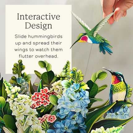 Pop Up Cards, Hummingbird Oasis, 12 Inch Life Sized Forever Flower Bouquet 3D Popup Greeting Card - photo 3