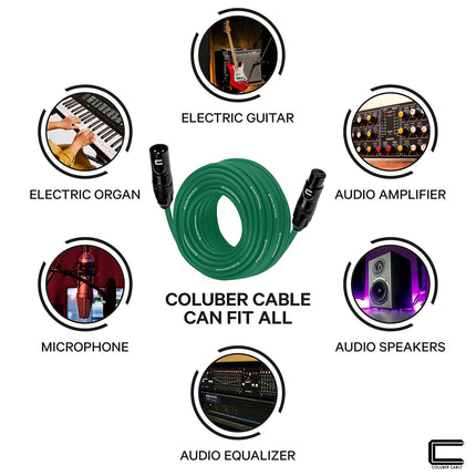 Balanced XLR Cable Male to Female - 3 Feet Green - Pro 3-Pin Microphone Connector for Powered Speakers, Audio Interface or Mixer for Live Performance & Recording