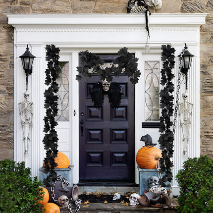 2Pcs Black Maple Leaf Garland Halloween Artificial Fall Leave Vines