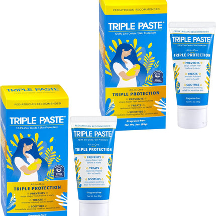 Triple Paste Diaper Rash Cream, Hypoallergenic Medicated Ointment for Babies, 2 oz, Multi, (SU-001) (Packaging May Vary)