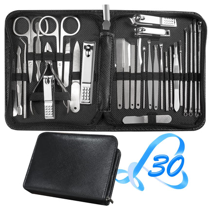 Manicure Set 30 in 1 Nail Clipper set, nail clippers, fingernail & toenail clippers, Manicure Tools, pedicure tools, Suitable for Travel Manicure Kit, Nail Set Kit With Everything