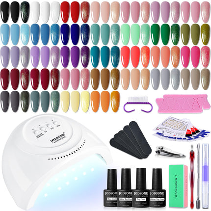 Gel Nail Polish Kit with U V Light 32 Colors Gel Polish Nail + 4 Functional Adhesive Bottles Kit Soak - photo 10