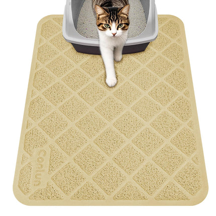 Cat Litter Mat Litter Trapping Mat, Premium Durable PVC Grid Mesh with Scatter Control, Non-slip, Less Waste Cat Litter Box Mat, Soft on Kitty’s Paws, Urine Waterproof, 24" x 17" Grey