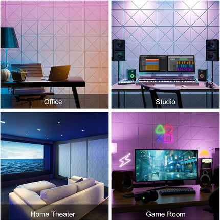 Sonicism 12 Pack X-Lined Acoustic Panels with Self-Adhesive, 12"X 12"X 0.4" Sound Proof Foam Panels, Decorative Soundproof Wall Panels, Sound Absorbing Tile for Home & Offices, White