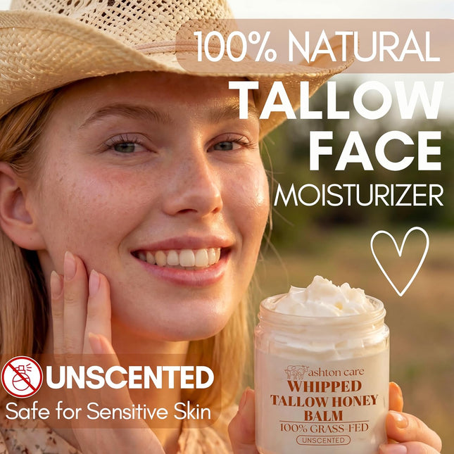 Whipped Tallow Honey Balm for Face - 4 oz Unscented