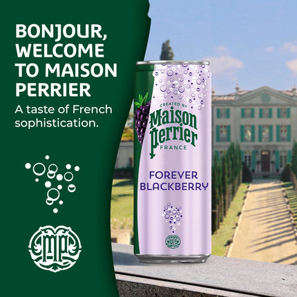 Maison Perrier Forever Blackberry Flavored Sparkling Water, 11.15 Fl Oz Cans, 8 Count, 3 Pack
