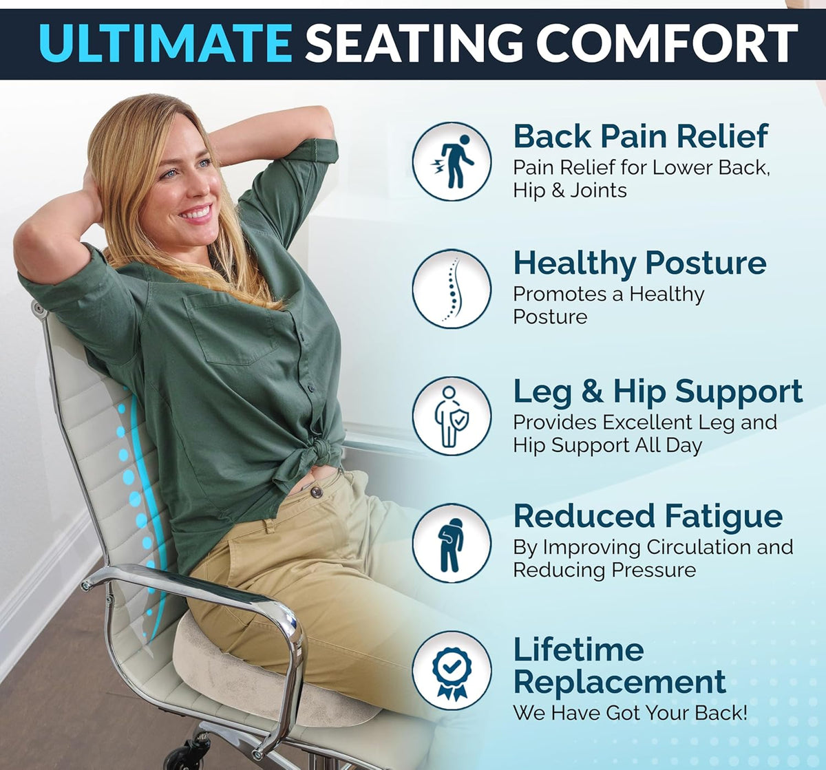 Premium Gel & Memory Foam Seat Cushion – Doctor Recommended Office Chair Cushion, Car Seat Cushion  - photo 4