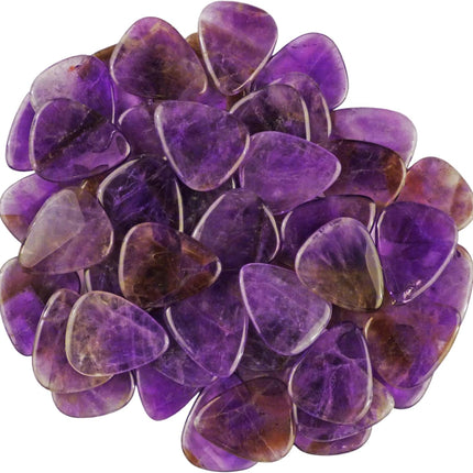 Amethyst Stone Guitar Or Bass Pick - 3.0 mm Ultra Heavy Gauge - 351 Shape - Specialty Handmade Gemstone Exotic Plectrum - 3 Pack
