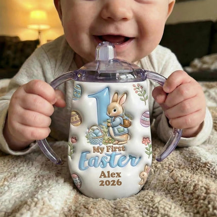My First Easter 2026 Personalized Sippy Cup with Handles, Baby First Easter Bunny Sippy Cup with Handles, Easter Sippy Cup for Toddlers, Custom Name Spring Bunny Baby Cups, Easters Gift for Kids