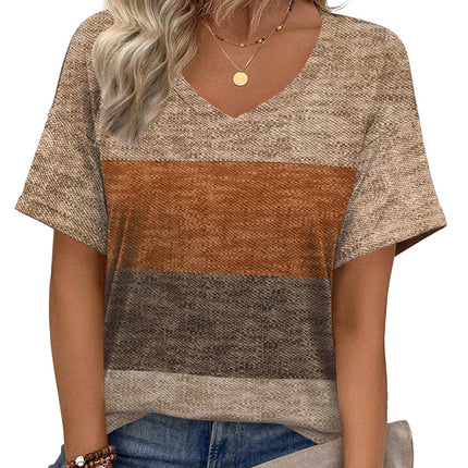 Blusas de verano para mujer, manga corta, casuales para trabajo, camiseta con cuello V de moda