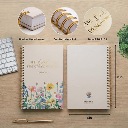 Christian Notebook Set of 3 – Scripture Botanical Spiral Journal for Women – 100 GSM No-Bleed Bible Study Supplies – 3 Floral Lined Notebooks for Prayer Journal, Sermon Notes, and Devotionals