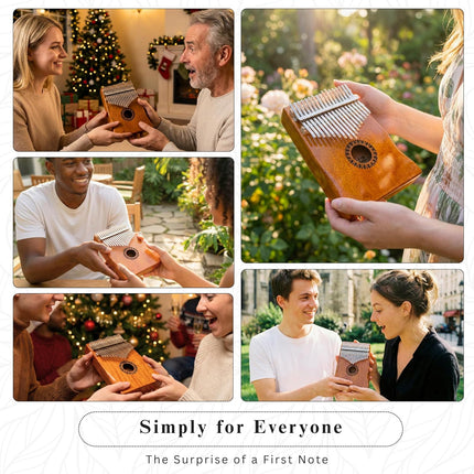 Kalimba Thumb Piano 17 Keys, Portable Mbira Finger Piano Gifts for Kids and Adults Beginners