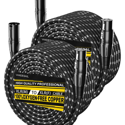 XLR Cables 25ft 2Pack, Durable Nylon Braided XLR Microphone Cable